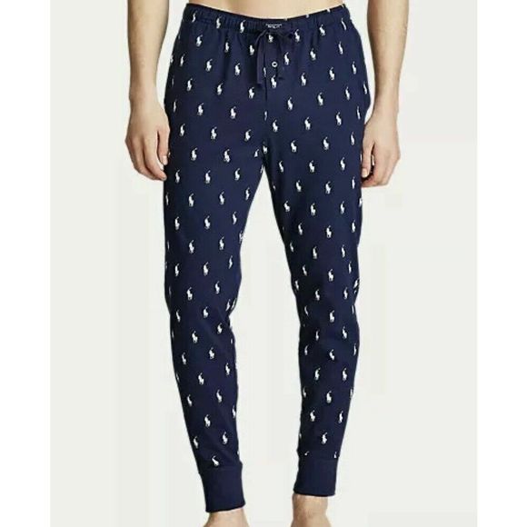 Polo Ralph Lauren PK08SR Men's Sz XL Navy Blue/White Pony Print Pajama Pants $50 - Picture 2 of 5